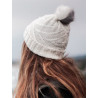 Knitted white pompom cap
